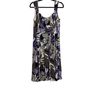 London Times Sleeveless A-Line Purple White Floral Dress Women’s Size 14 1329